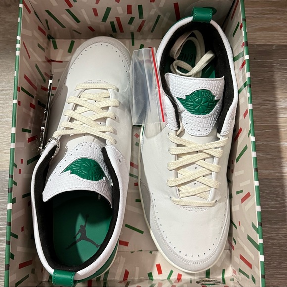 Men’s Air Jordan 2 Retro Low Nina Chanel Abney White Green - Picture 6 of 6